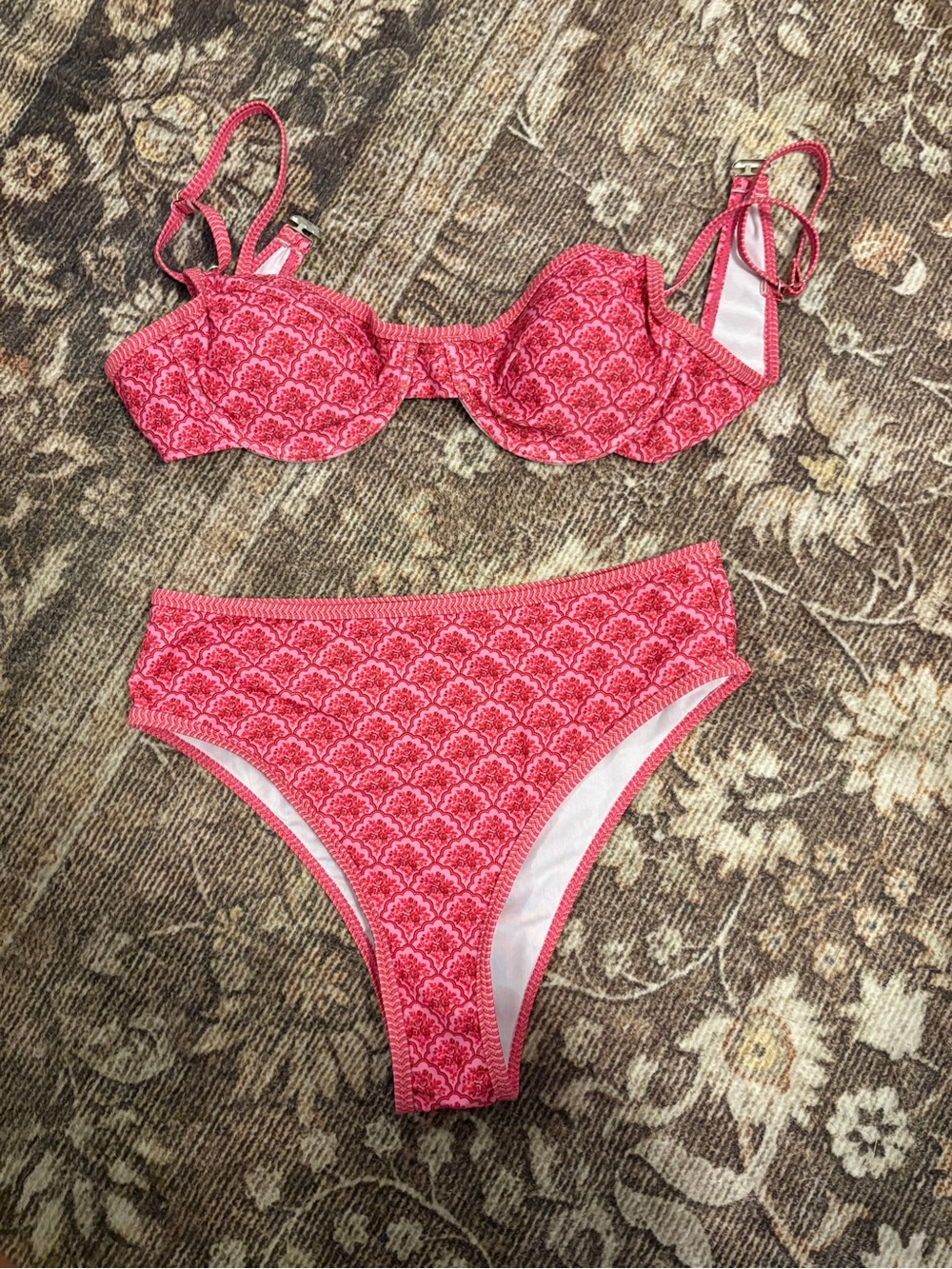 SHEIN Pink Patterned Two-Piece Bikini